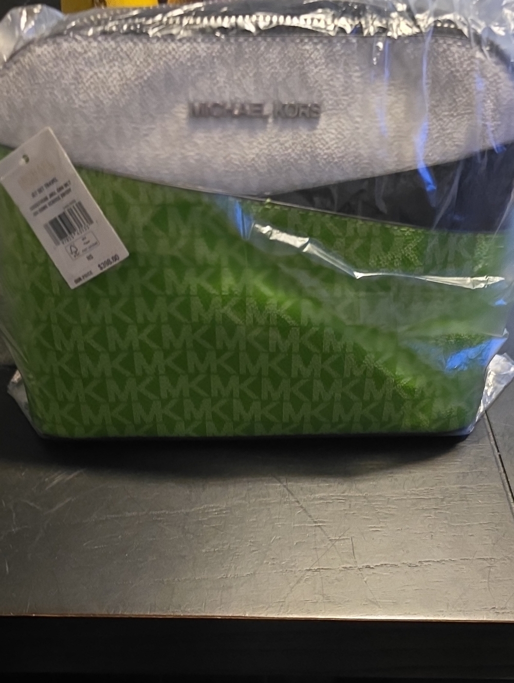 NWT Forest Green Multi MK Logo Jet Travel Dome Crossbody Bag
